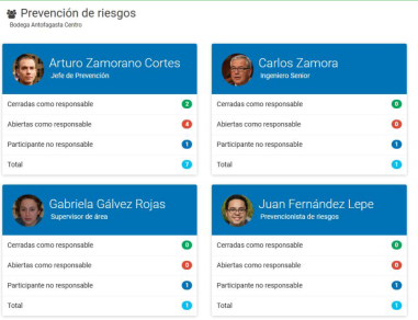 Organización y supervisión por división, unidad de negocio y equipos de trabajo